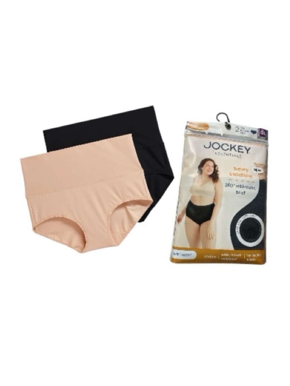 Jockey Seamless Tummy Smoothing Panties Tan and Black Mid-Waisted